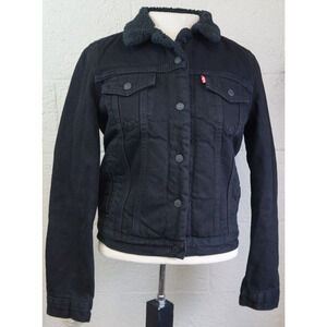 Levi Strauss & Co Forever Black Sherpa Lined Winter Jacket Black Size S Denim